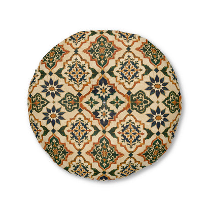 Mediterranean Moroccan Ornate Round Tufted Floor Pillow