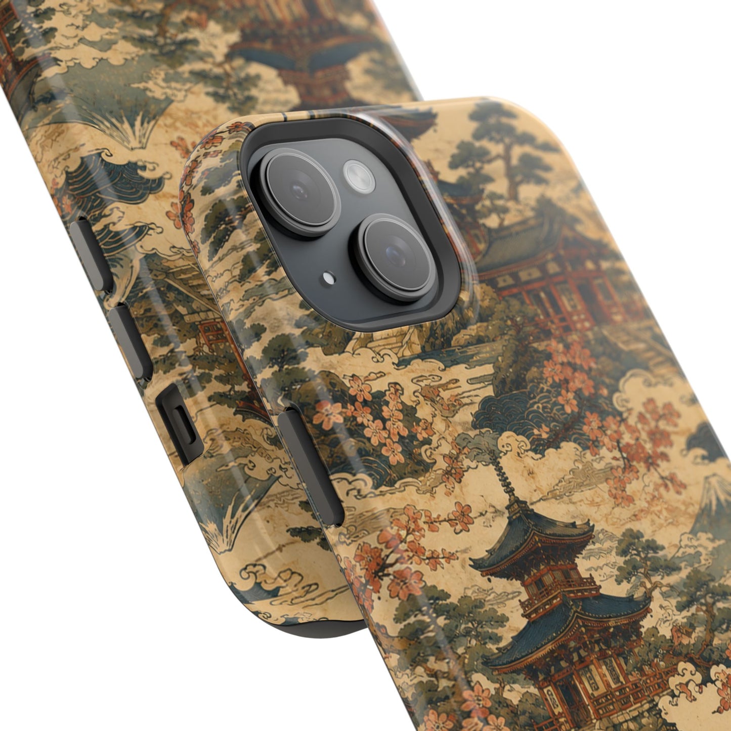 Vintage Japanese Temple Painting Magnetic Impact-Resistant iPhone Cases