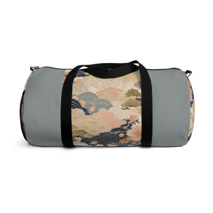 Vintage Japanese Cloudy Blue Wave & Clouds Duffel Bag