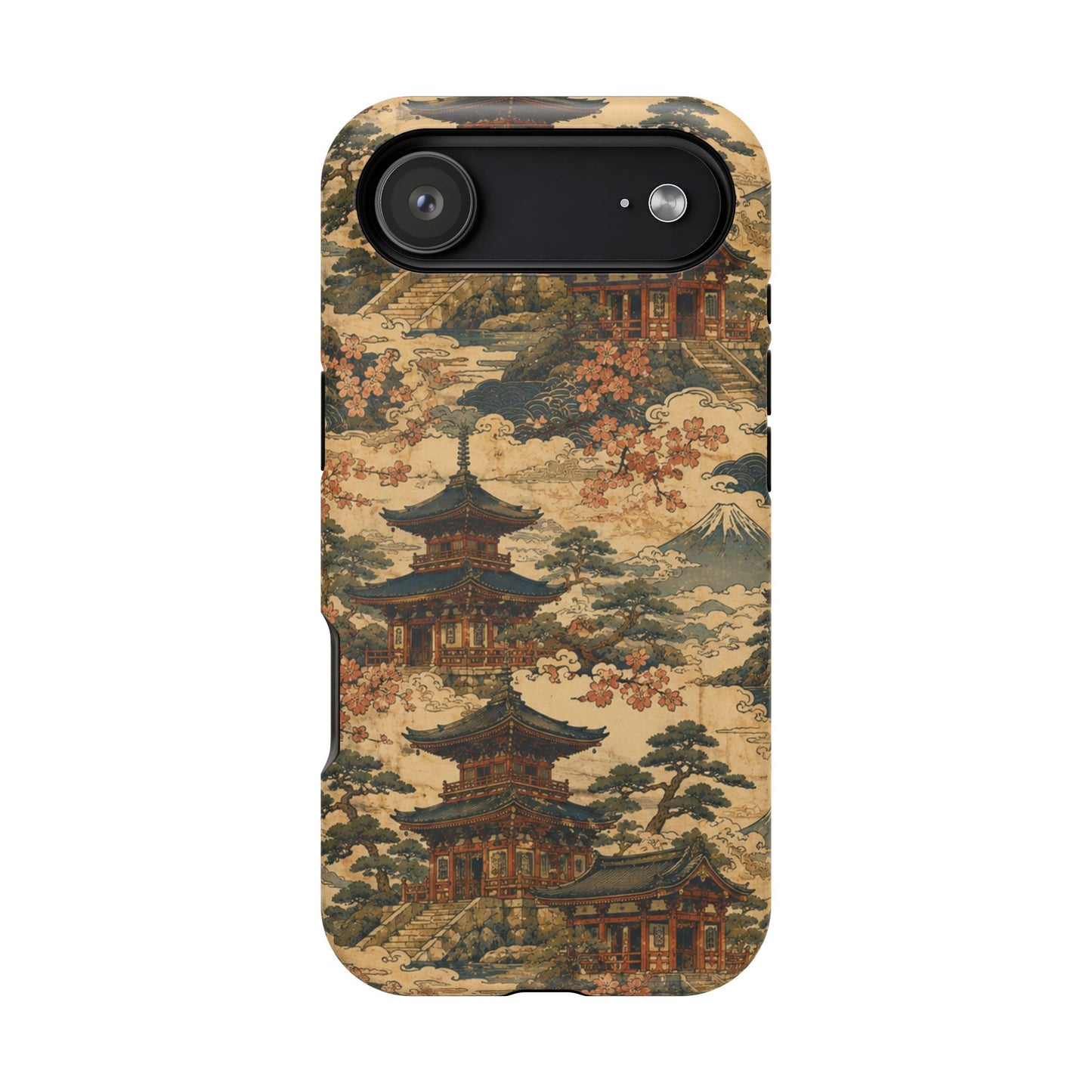 Vintage Japanese Temple Painting Magnetic Impact-Resistant iPhone Cases