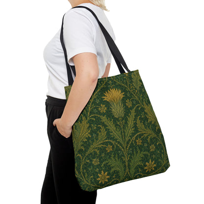 William Morris Forest Green Damask Floral Full Tote Bag