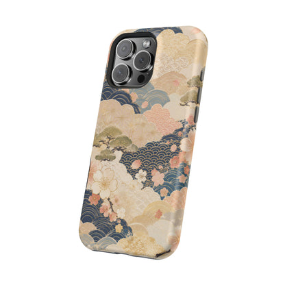 Vintage Japanese Floral Wave Magnetic Impact-Resistant iPhone Cases