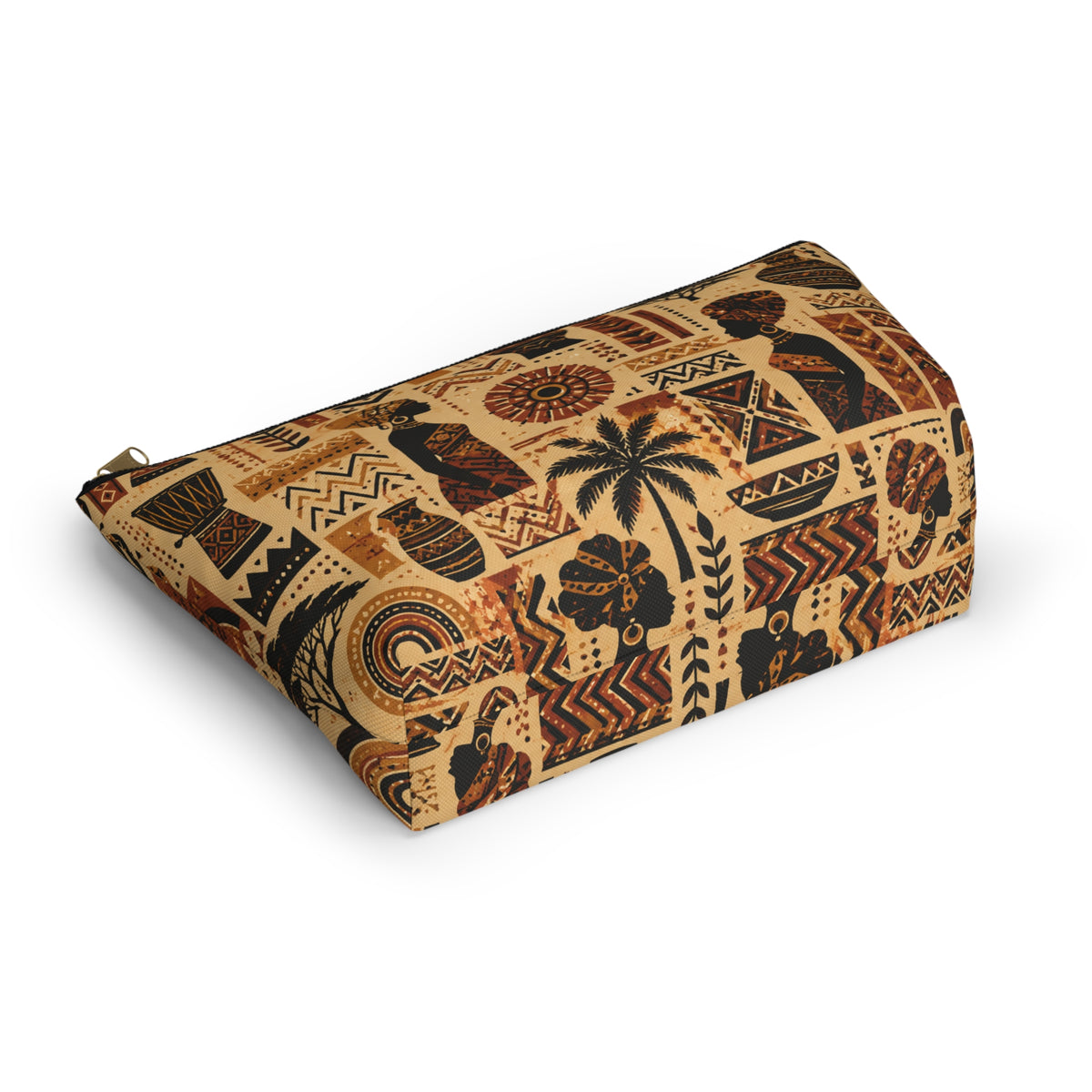 African Tribal Ethnic Silhouette Pattern Accessory Pouch Makeup Bag