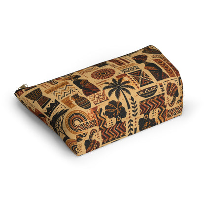African Tribal Ethnic Silhouette Pattern Accessory Pouch Makeup Bag