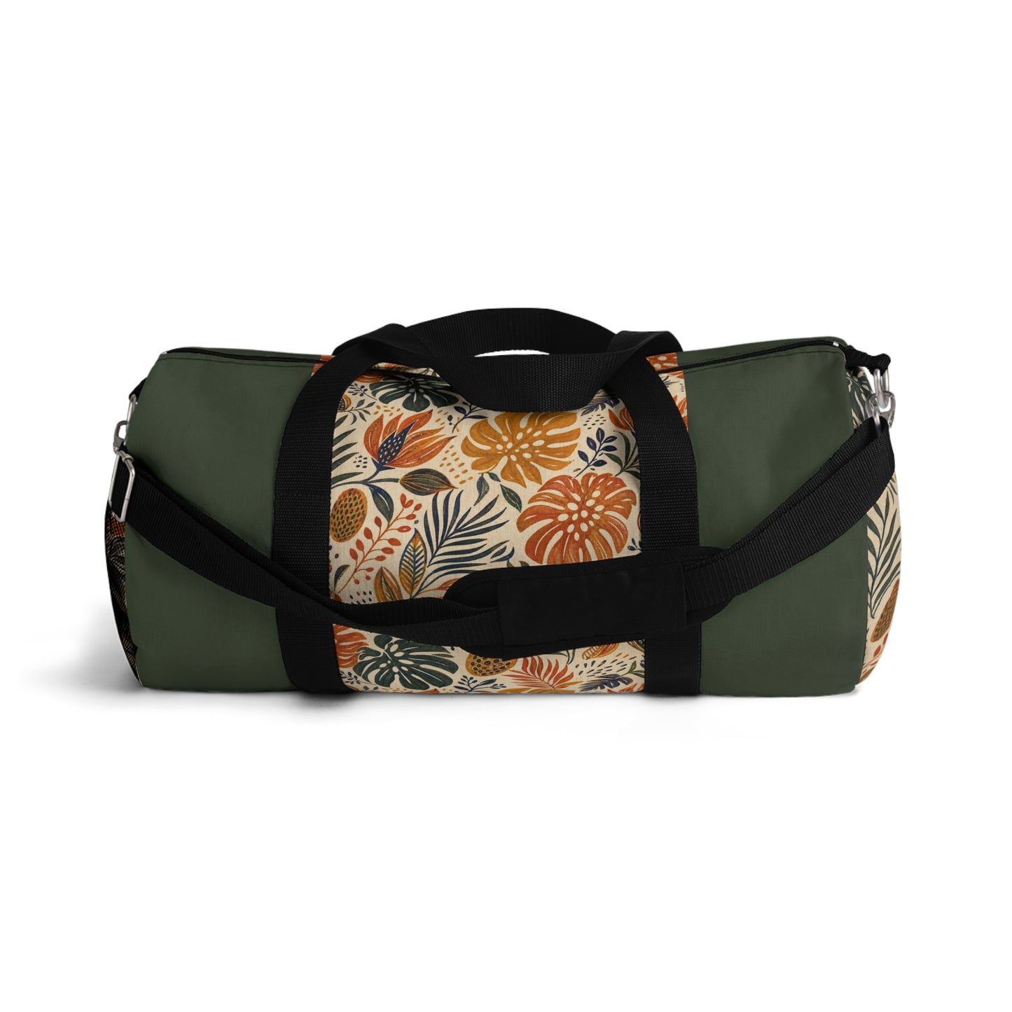 African Tribal Botanical Palm Military Green Gym Duffel Bag