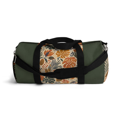 African Tribal Botanical Palm Military Green Gym Duffel Bag