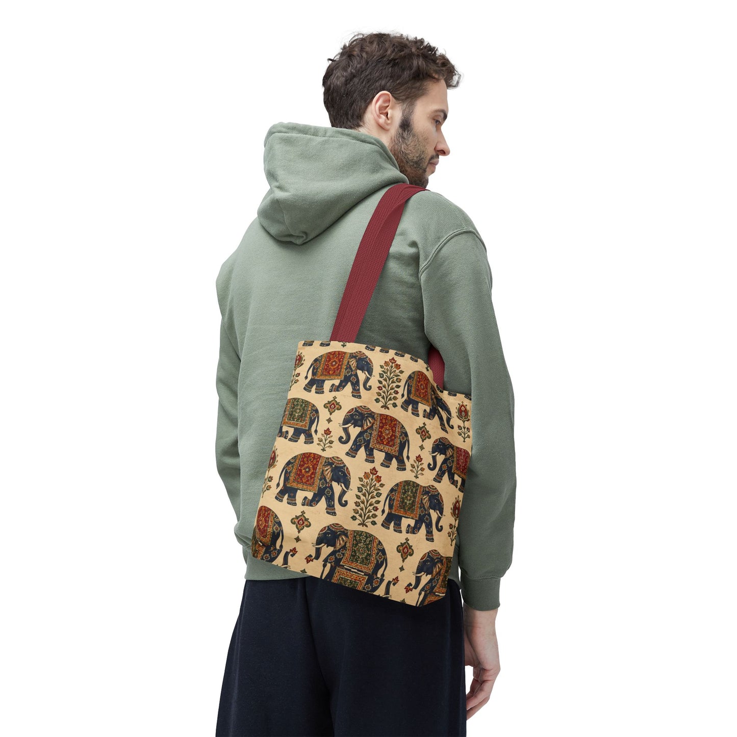 Indian Vintage Traditional Elephant Tapestry Full Art Tote Bag