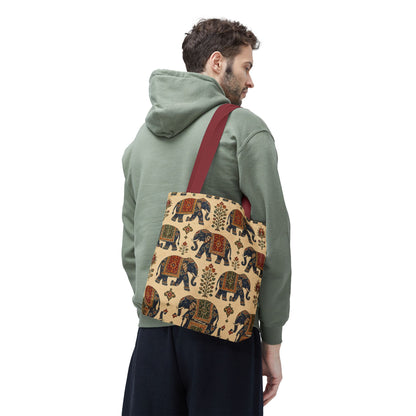 Indian Vintage Traditional Elephant Tapestry Full Art Tote Bag