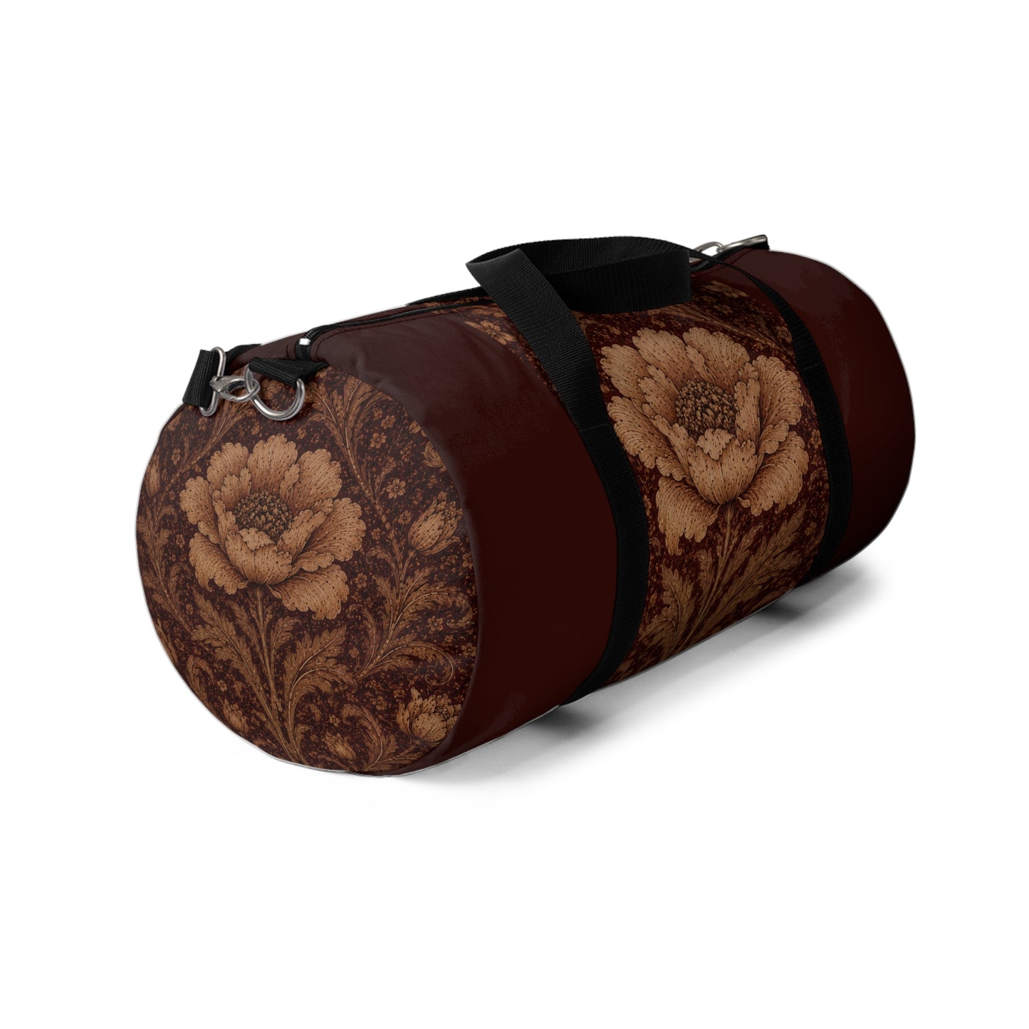 William Morris Floral Damask Maroon Rose Duffel Gym Bag