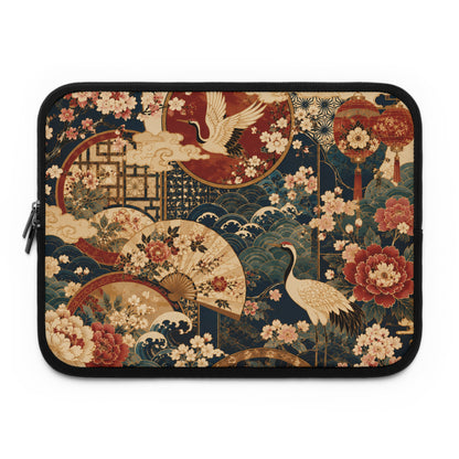 East Asian Floral Crane Pillow Case