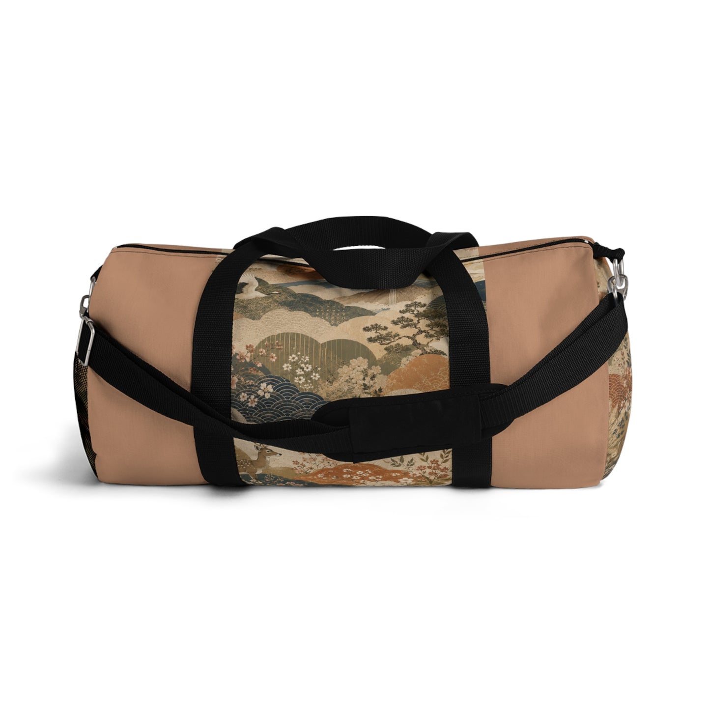 Vintage Japanese Sandy Orange Animal Landscape Duffel Gym Bag