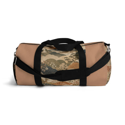 Vintage Japanese Sandy Orange Animal Landscape Duffel Gym Bag