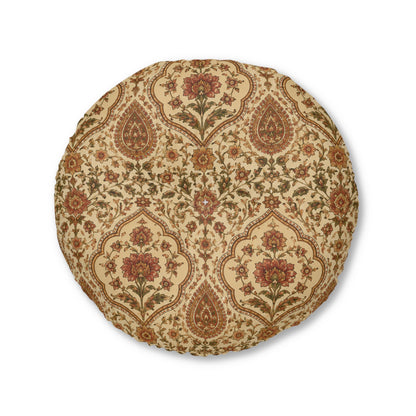 Moroccan Rose Traditional Round Tufted Floor Pillow