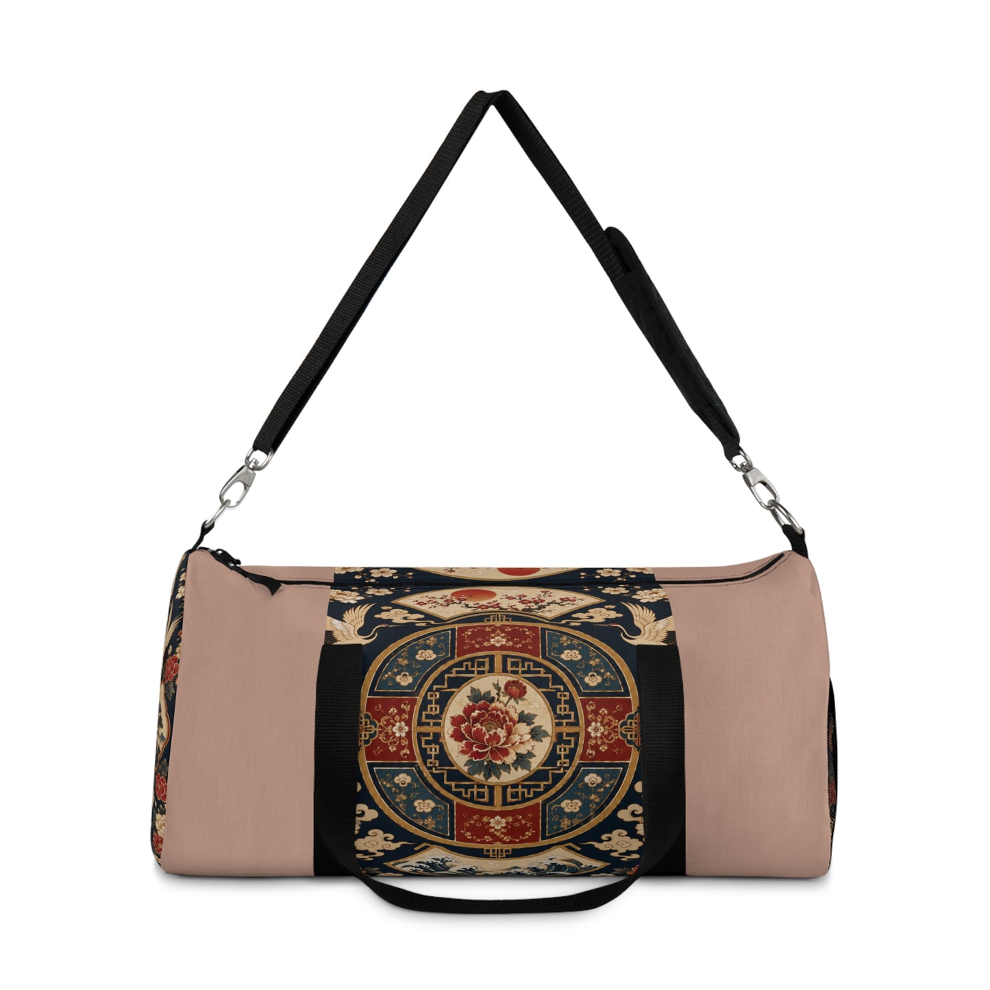 East Asian Oriental Medallion Baby Pink Duffel Gym Bag