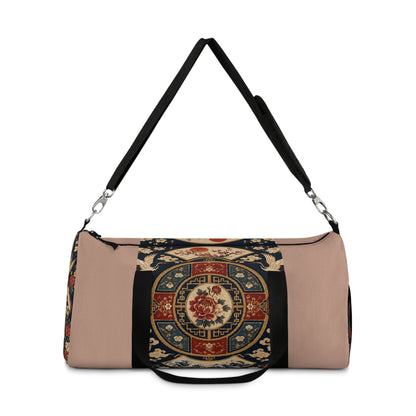 East Asian Oriental Medallion Baby Pink Duffel Gym Bag