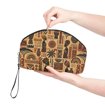 African Tribal Ethnic Silhouette Cosmetic Makeup Pouch