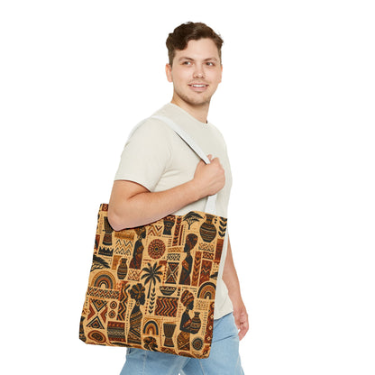 African Tribal Ethnic Silhouette Pattern Full Art Tote Bag