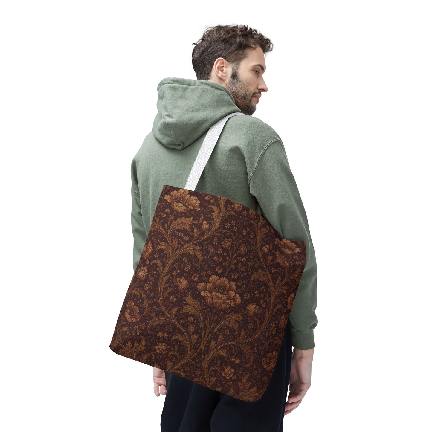 William Morris Floral Damask Maroon Full Art Tote Bag