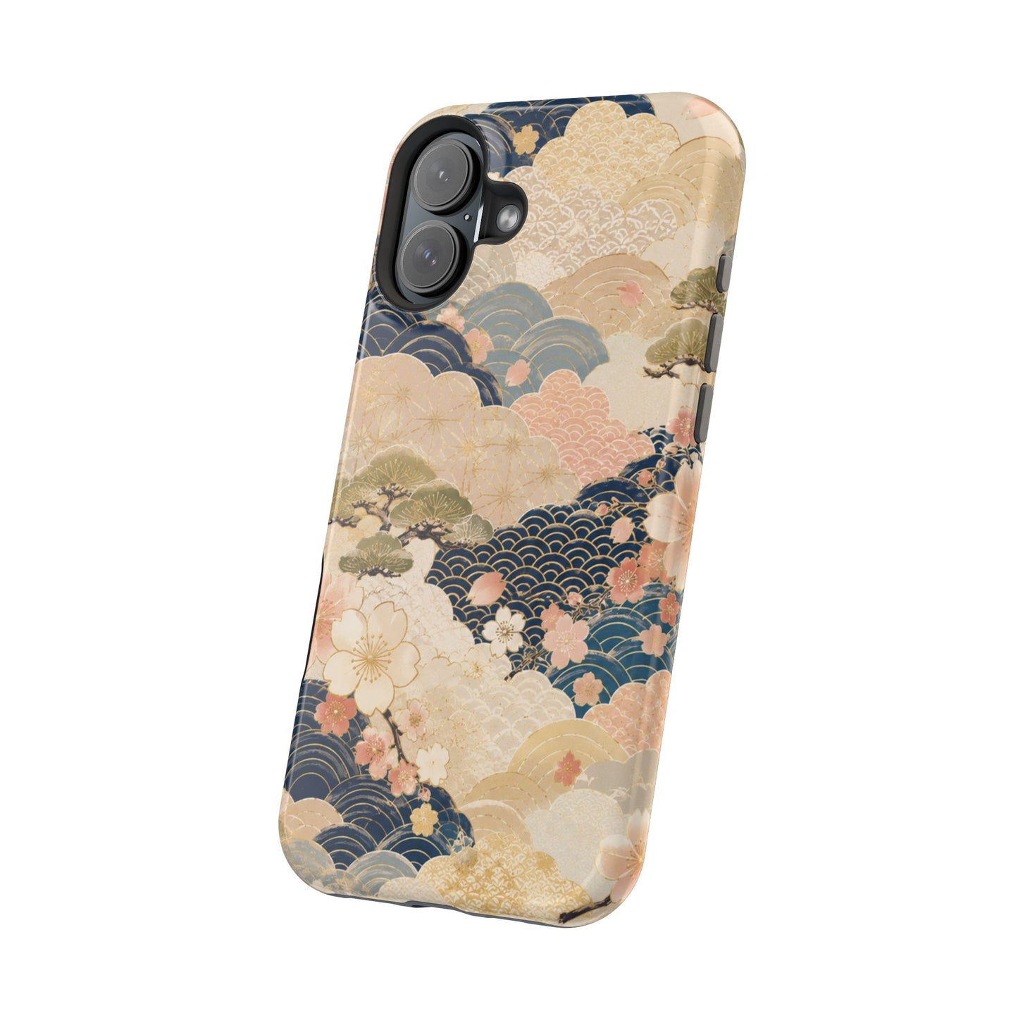Vintage Japanese Floral Wave Magnetic Impact-Resistant iPhone Cases