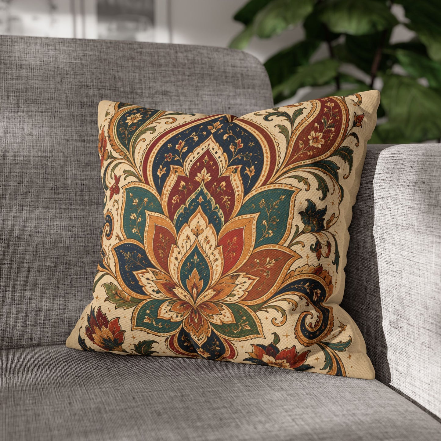 Indian Vintage Paisley Floral Throw Pillow Case Cover