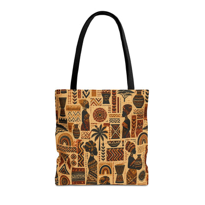 African Tribal Ethnic Silhouette Pattern Full Art Tote Bag