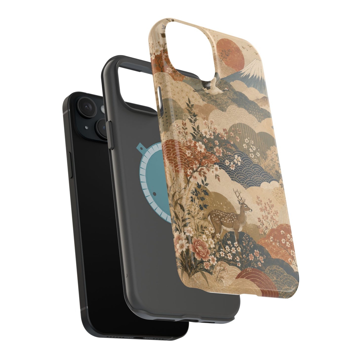 Vintage Japanese Animal Landscape Magnetic Impact-Resistant iPhone Cases