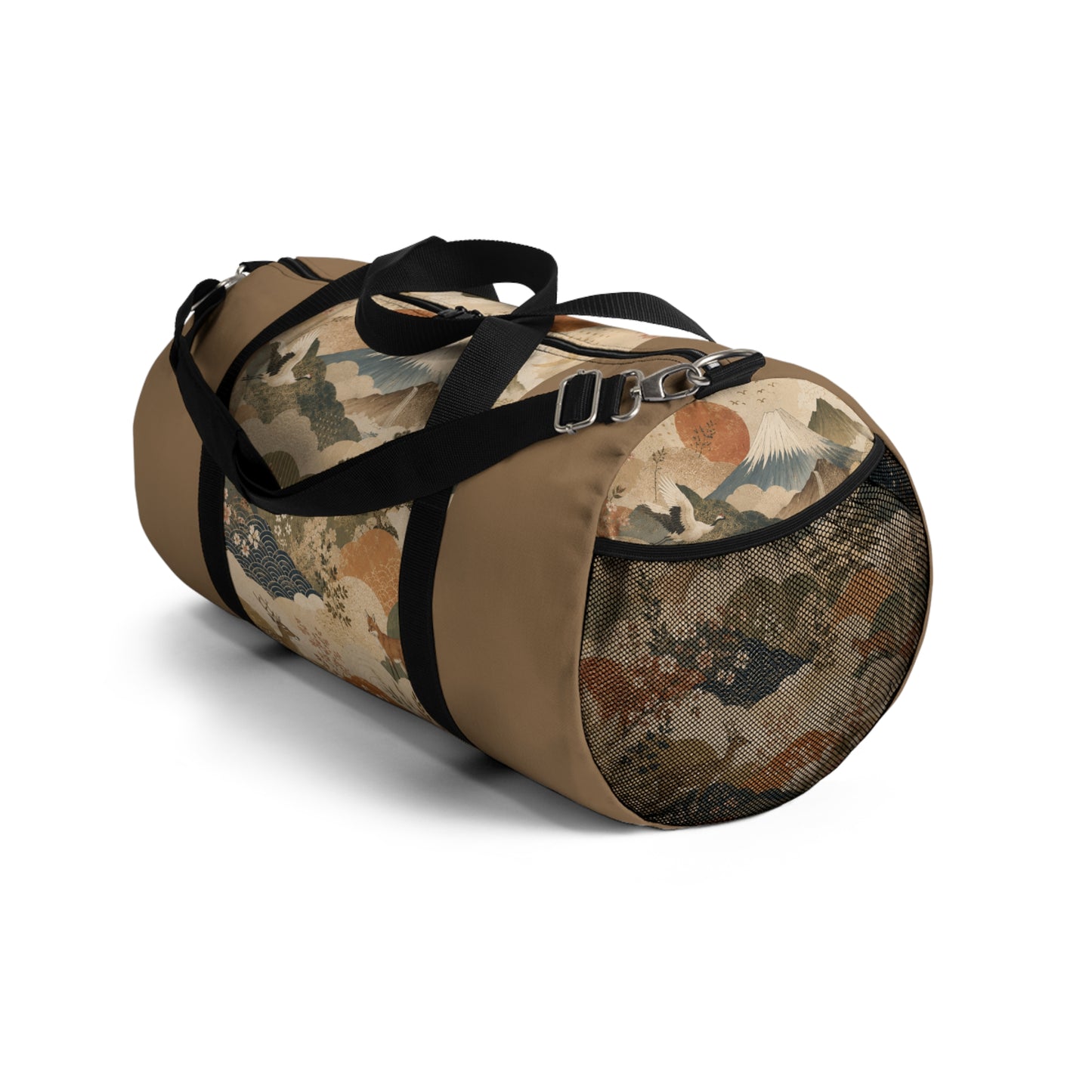 Vintage Japanese Earth Brown Animal Landscape Duffel Gym Bag