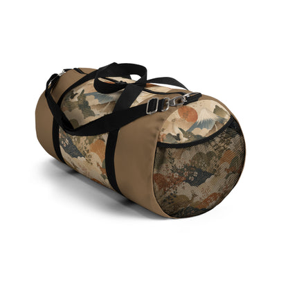 Vintage Japanese Earth Brown Animal Landscape Duffel Gym Bag