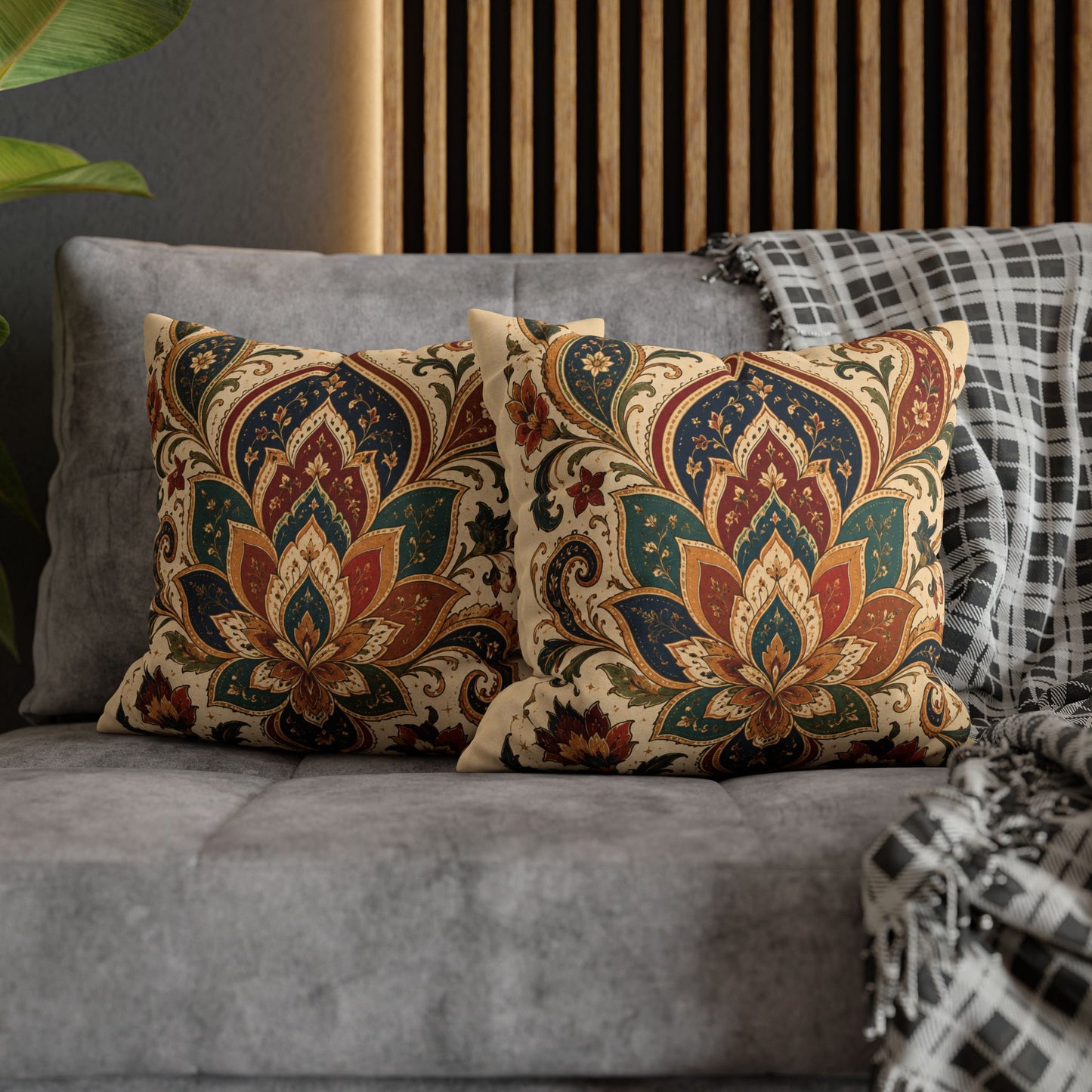 Indian Vintage Paisley Floral Throw Pillow Case Cover