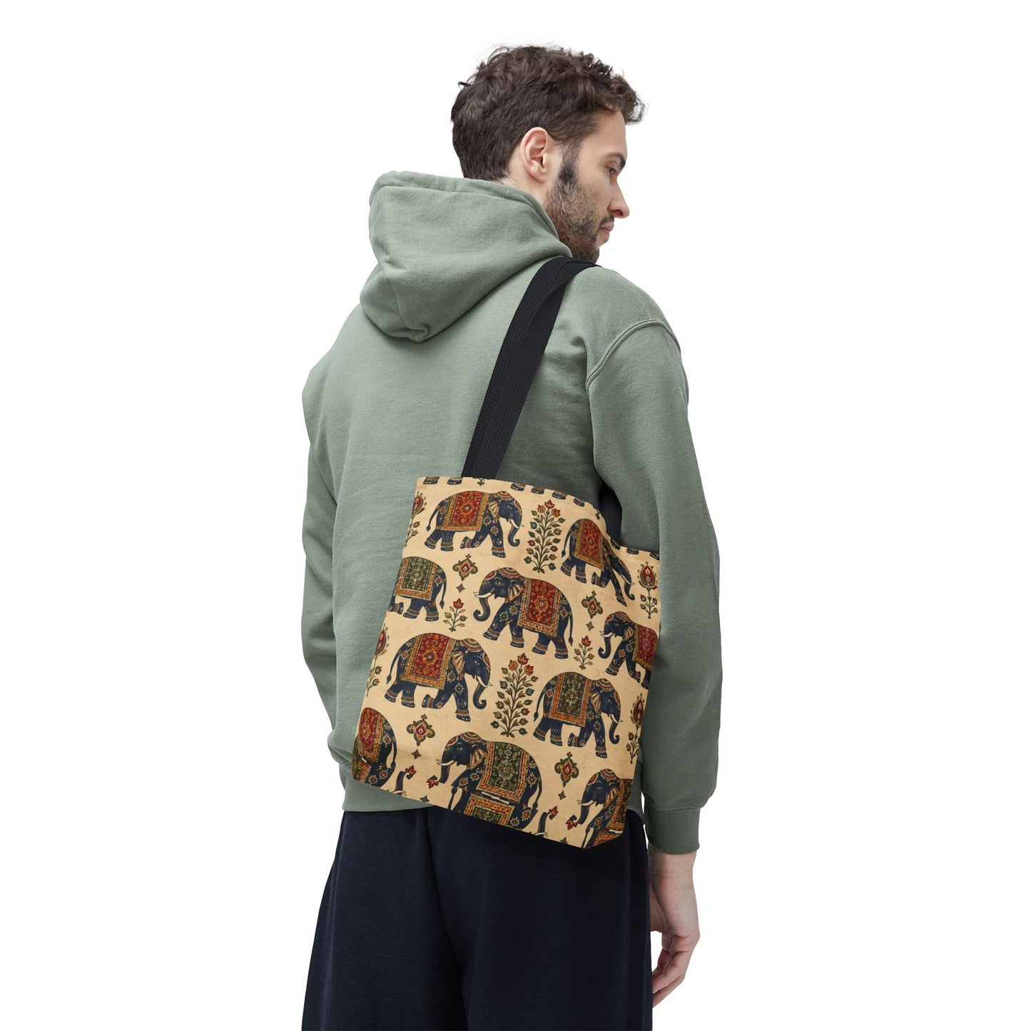 Indian Vintage Traditional Elephant Tapestry Full Art Tote Bag