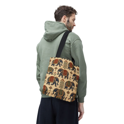 Indian Vintage Traditional Elephant Tapestry Full Art Tote Bag