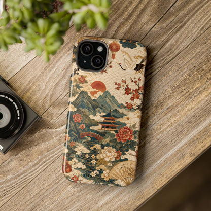 East Asian Vintage Landscape iPhone Case | Magnetic Impact-Resistant Case