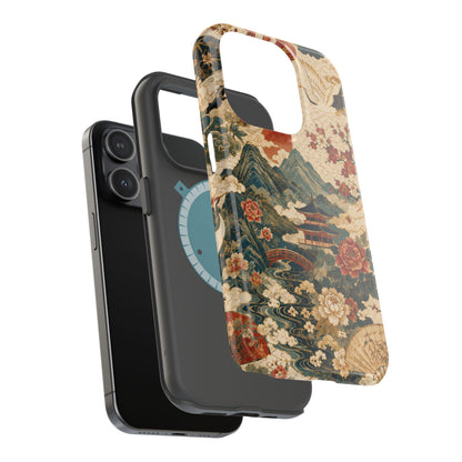 East Asian Vintage Landscape iPhone Case | Magnetic Impact-Resistant Case