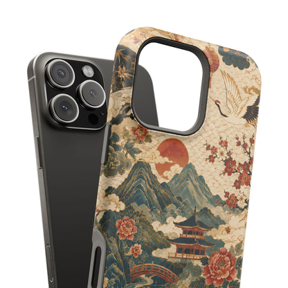 East Asian Vintage Landscape iPhone Case | Magnetic Impact-Resistant Case