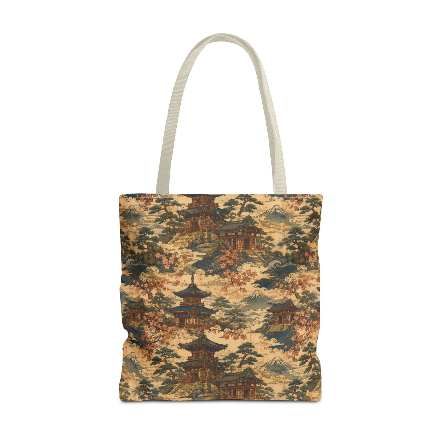Vintage Japanese Temple Painting Full Art Tote Bag