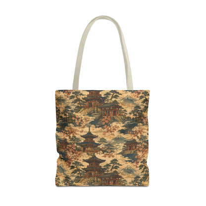 Vintage Japanese Temple Painting Full Art Tote Bag