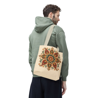 Indian Vintage Floral Mandala Full Art Tote Bag