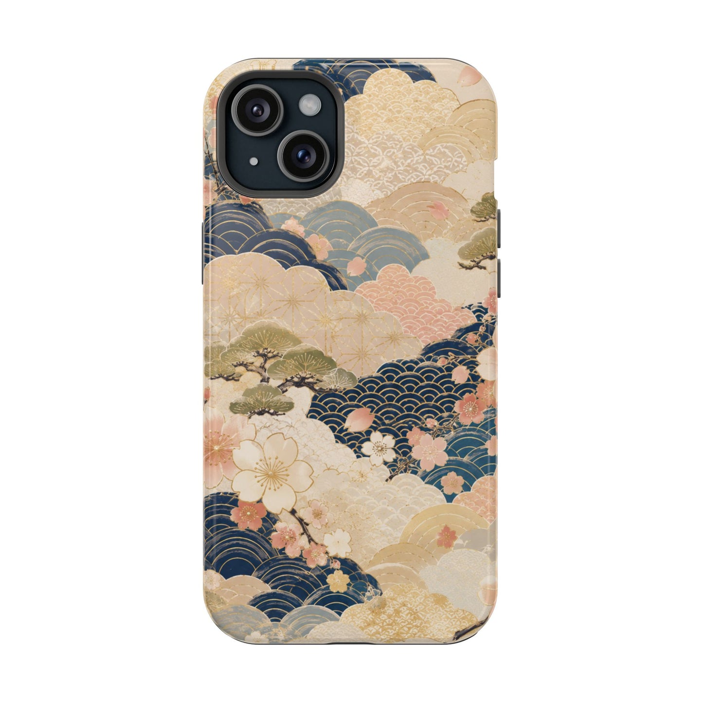 Vintage Japanese Floral Wave Magnetic Impact-Resistant iPhone Cases