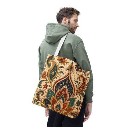Indian Vintage Paisley Floral Full Art Tote Bag