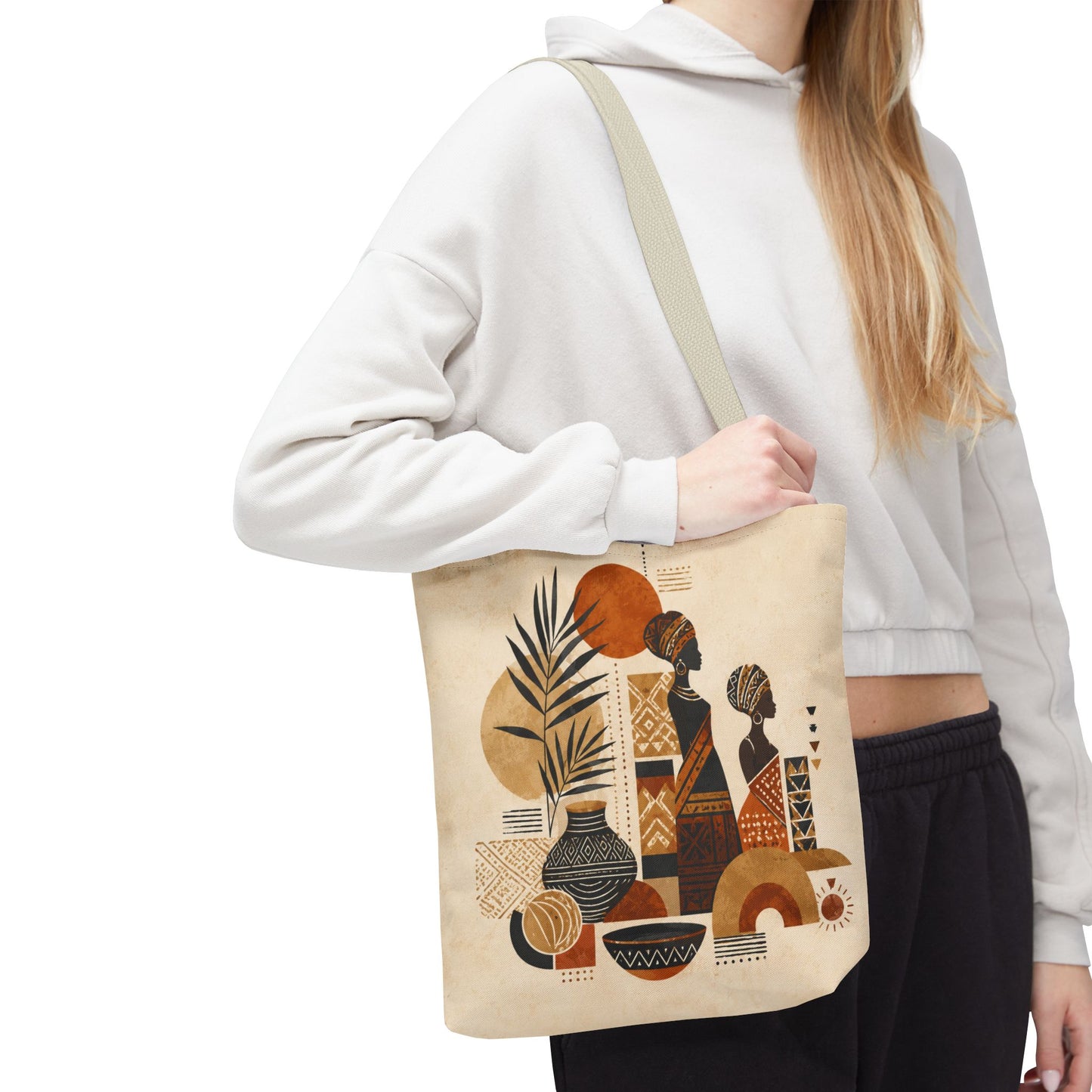 African Silhouette Pattern Full Art Tote Bag