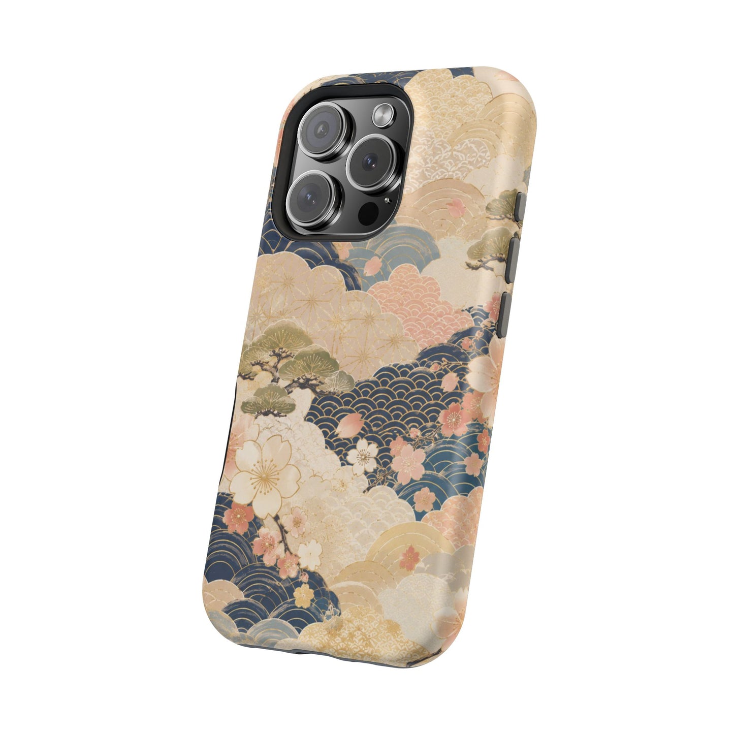 Vintage Japanese Floral Wave Magnetic Impact-Resistant iPhone Cases