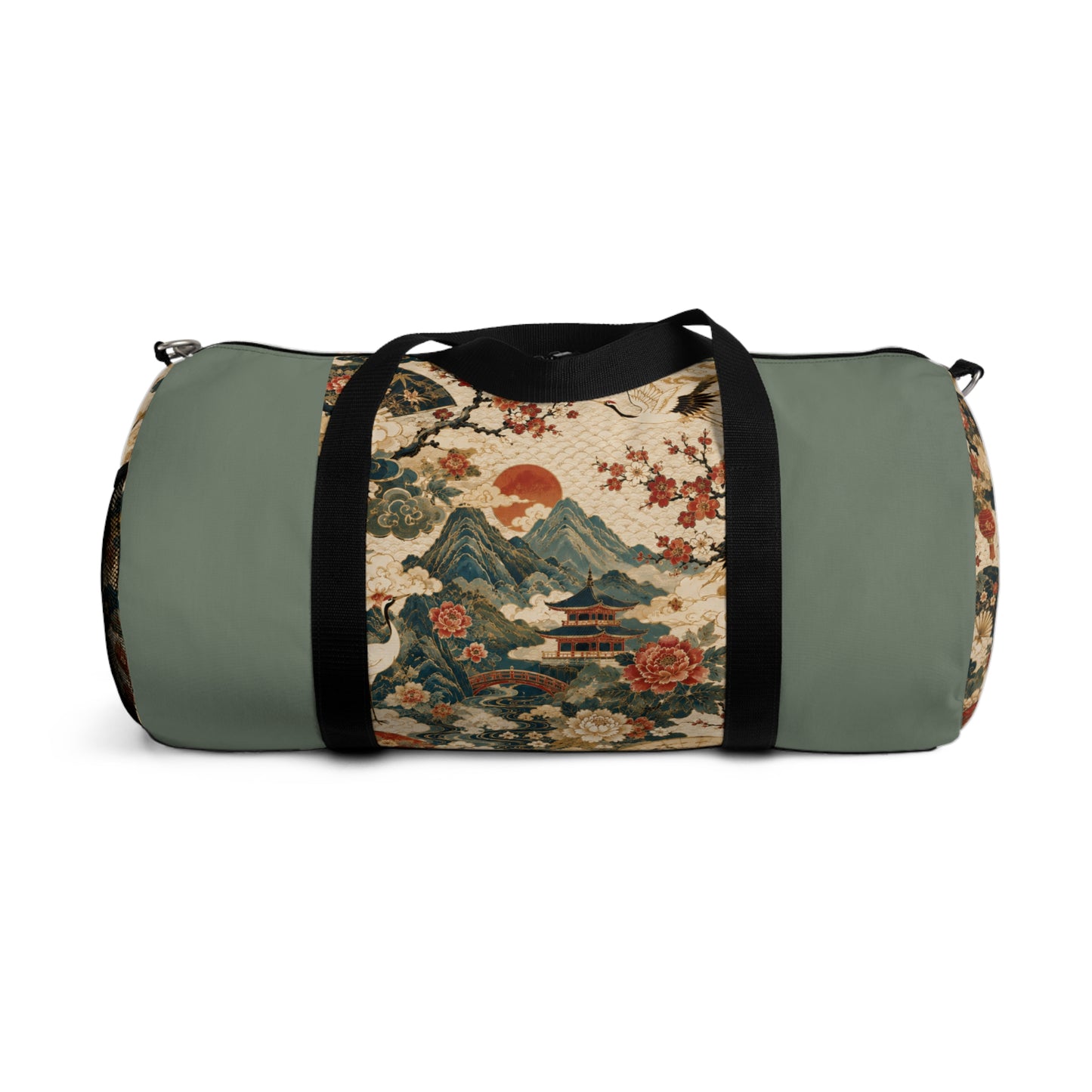 East Asian Vintage Landscape Pastel Green Duffel Gym Bag