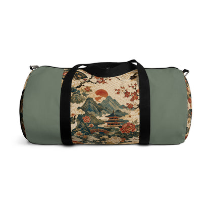 East Asian Vintage Landscape Pastel Green Duffel Gym Bag