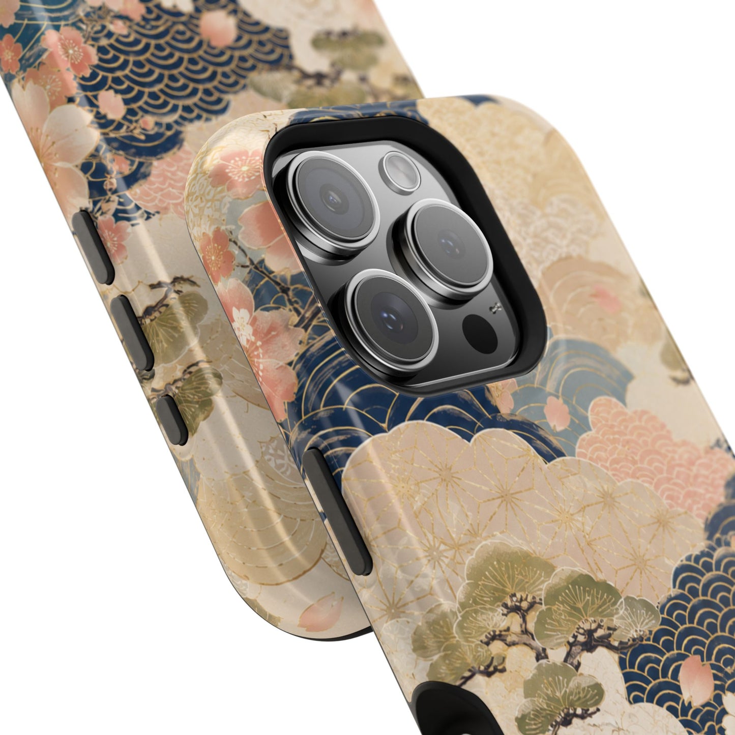 Vintage Japanese Floral Wave Magnetic Impact-Resistant iPhone Cases