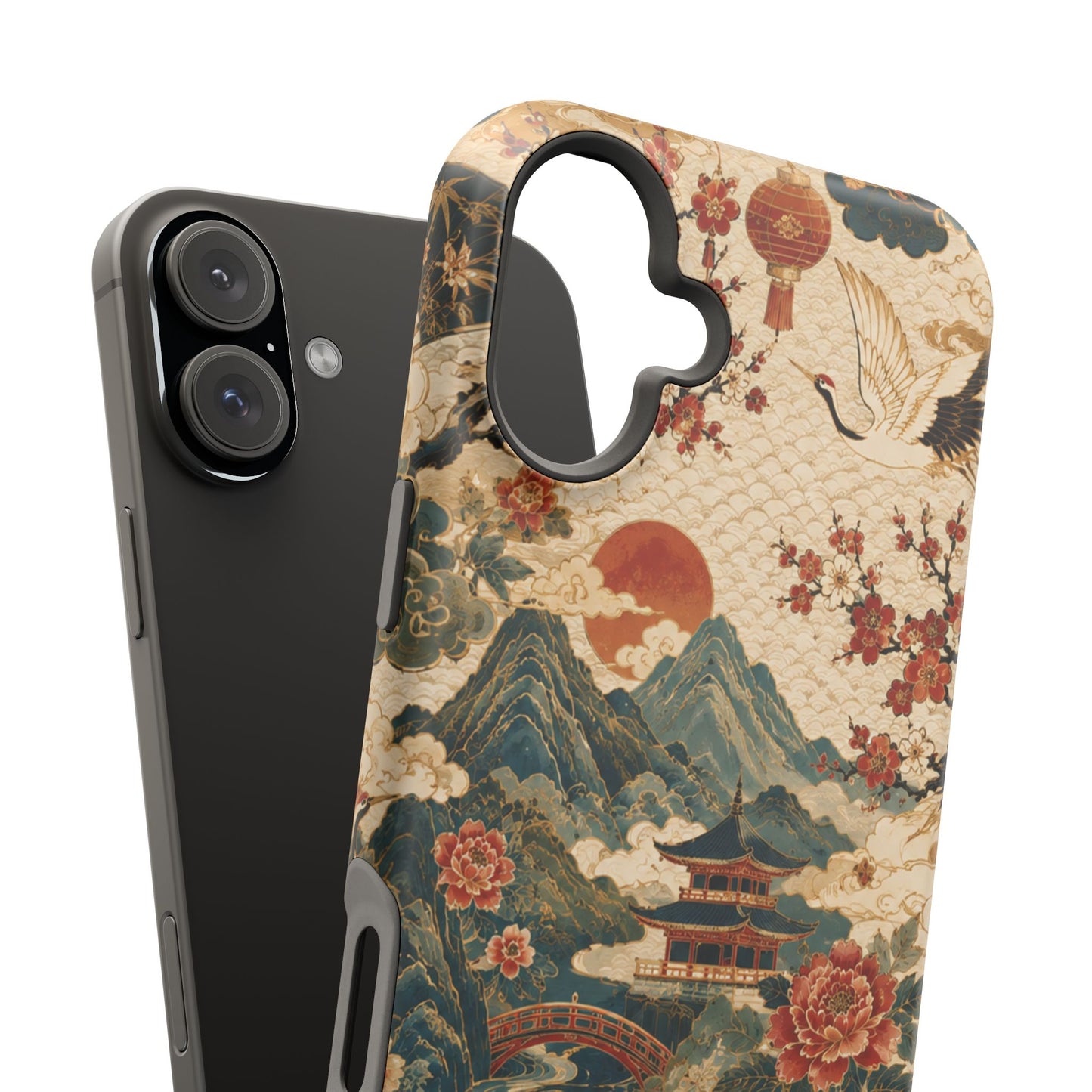East Asian Vintage Landscape iPhone Case | Magnetic Impact-Resistant Case