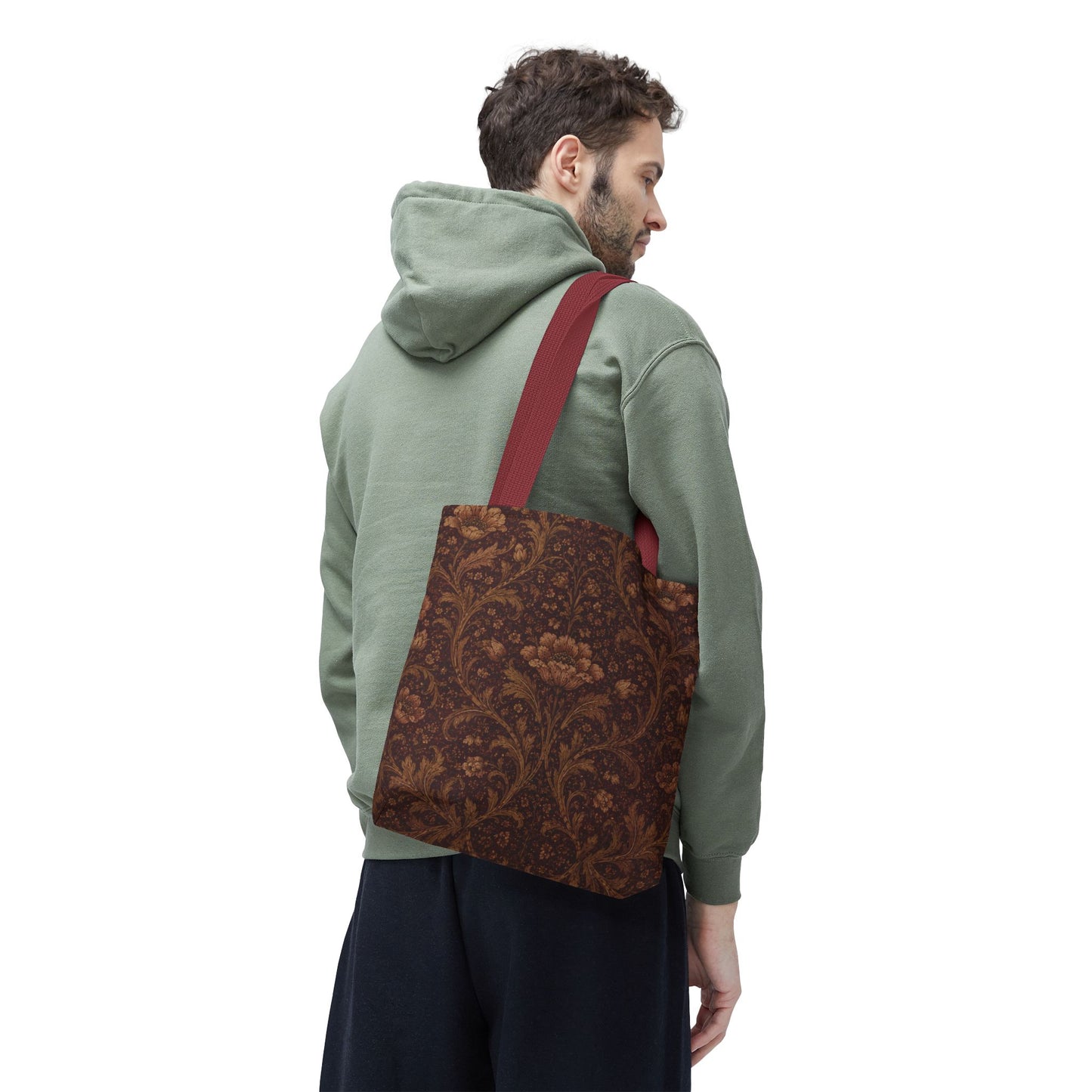 William Morris Floral Damask Maroon Full Art Tote Bag