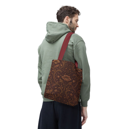 William Morris Floral Damask Maroon Full Art Tote Bag