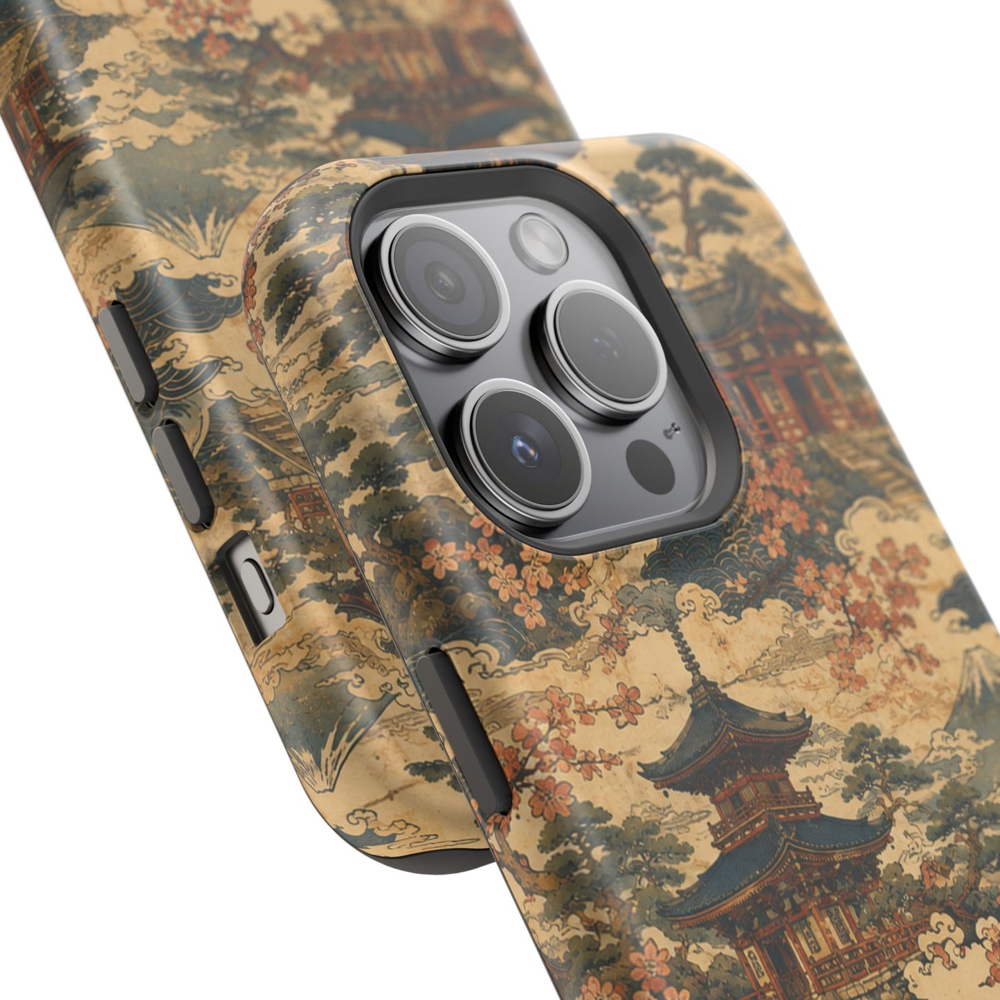 Vintage Japanese Temple Painting Magnetic Impact-Resistant iPhone Cases