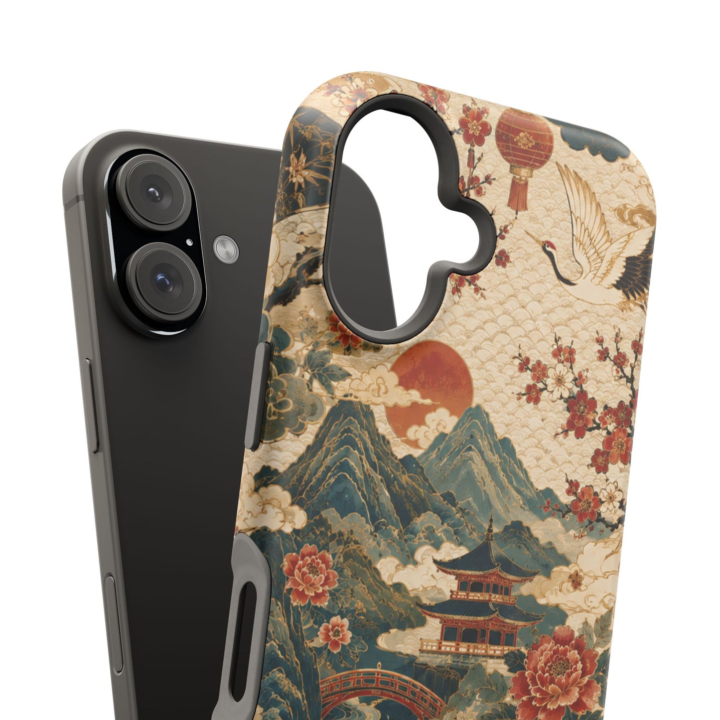 East Asian Vintage Landscape iPhone Case | Magnetic Impact-Resistant Case