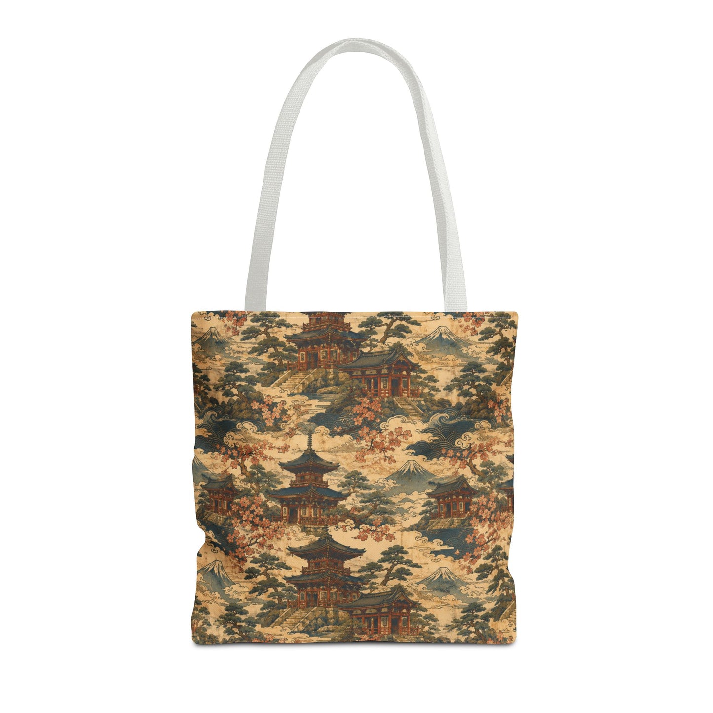 Vintage Japanese Temple Painting Full Art Tote Bag
